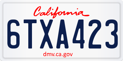 CA license plate 6TXA423