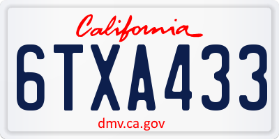 CA license plate 6TXA433