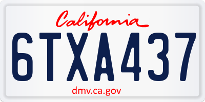 CA license plate 6TXA437