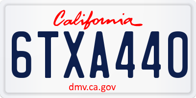 CA license plate 6TXA440