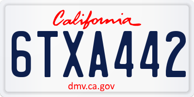 CA license plate 6TXA442