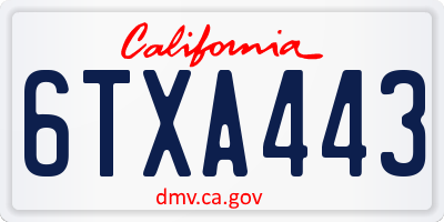 CA license plate 6TXA443