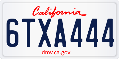 CA license plate 6TXA444