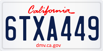 CA license plate 6TXA449