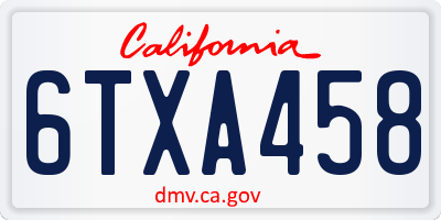 CA license plate 6TXA458