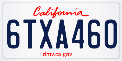 CA license plate 6TXA460