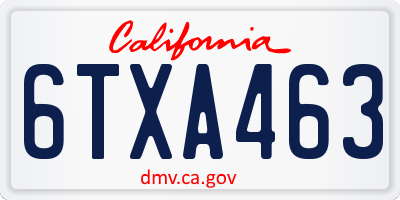 CA license plate 6TXA463