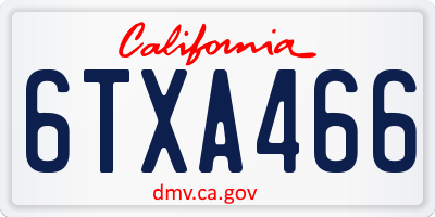 CA license plate 6TXA466