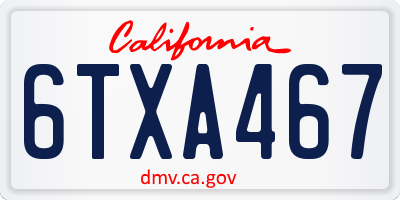 CA license plate 6TXA467