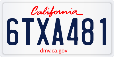 CA license plate 6TXA481