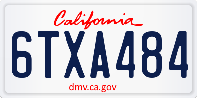 CA license plate 6TXA484