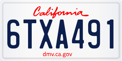 CA license plate 6TXA491
