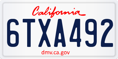 CA license plate 6TXA492