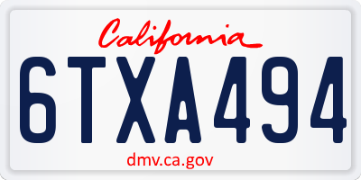 CA license plate 6TXA494
