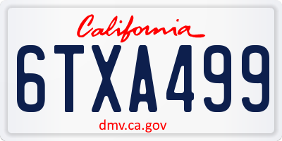 CA license plate 6TXA499