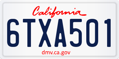 CA license plate 6TXA501