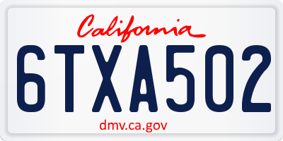 CA license plate 6TXA502