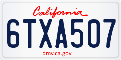 CA license plate 6TXA507