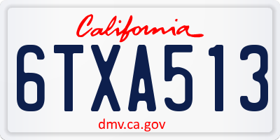 CA license plate 6TXA513