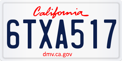 CA license plate 6TXA517