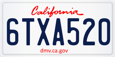 CA license plate 6TXA520
