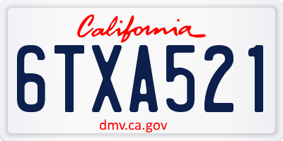 CA license plate 6TXA521