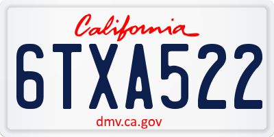 CA license plate 6TXA522
