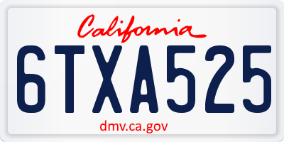 CA license plate 6TXA525
