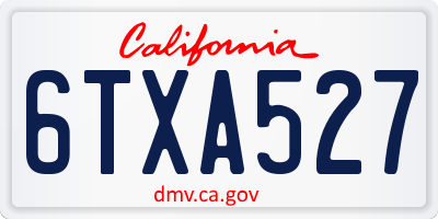 CA license plate 6TXA527