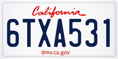 CA license plate 6TXA531
