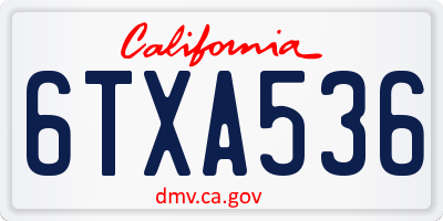 CA license plate 6TXA536