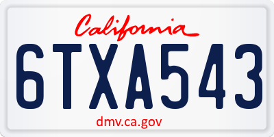 CA license plate 6TXA543