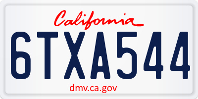 CA license plate 6TXA544