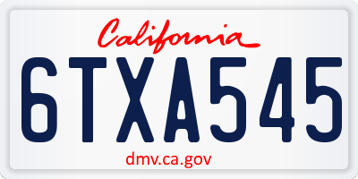 CA license plate 6TXA545