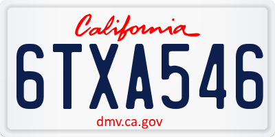 CA license plate 6TXA546