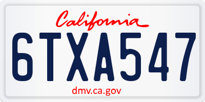 CA license plate 6TXA547