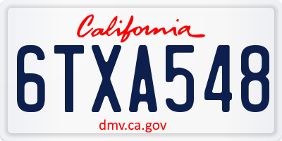 CA license plate 6TXA548