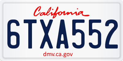 CA license plate 6TXA552