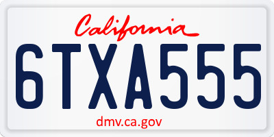 CA license plate 6TXA555