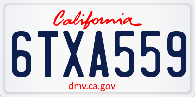 CA license plate 6TXA559