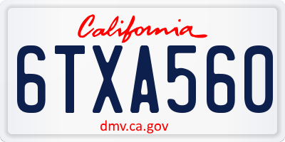 CA license plate 6TXA560