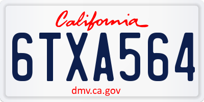 CA license plate 6TXA564