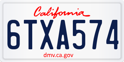 CA license plate 6TXA574