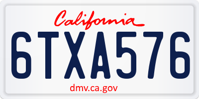 CA license plate 6TXA576