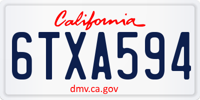 CA license plate 6TXA594
