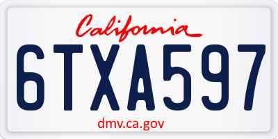 CA license plate 6TXA597