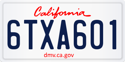 CA license plate 6TXA601