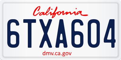 CA license plate 6TXA604
