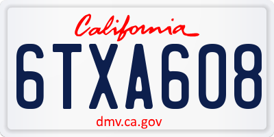 CA license plate 6TXA608