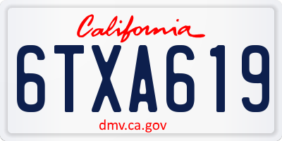 CA license plate 6TXA619